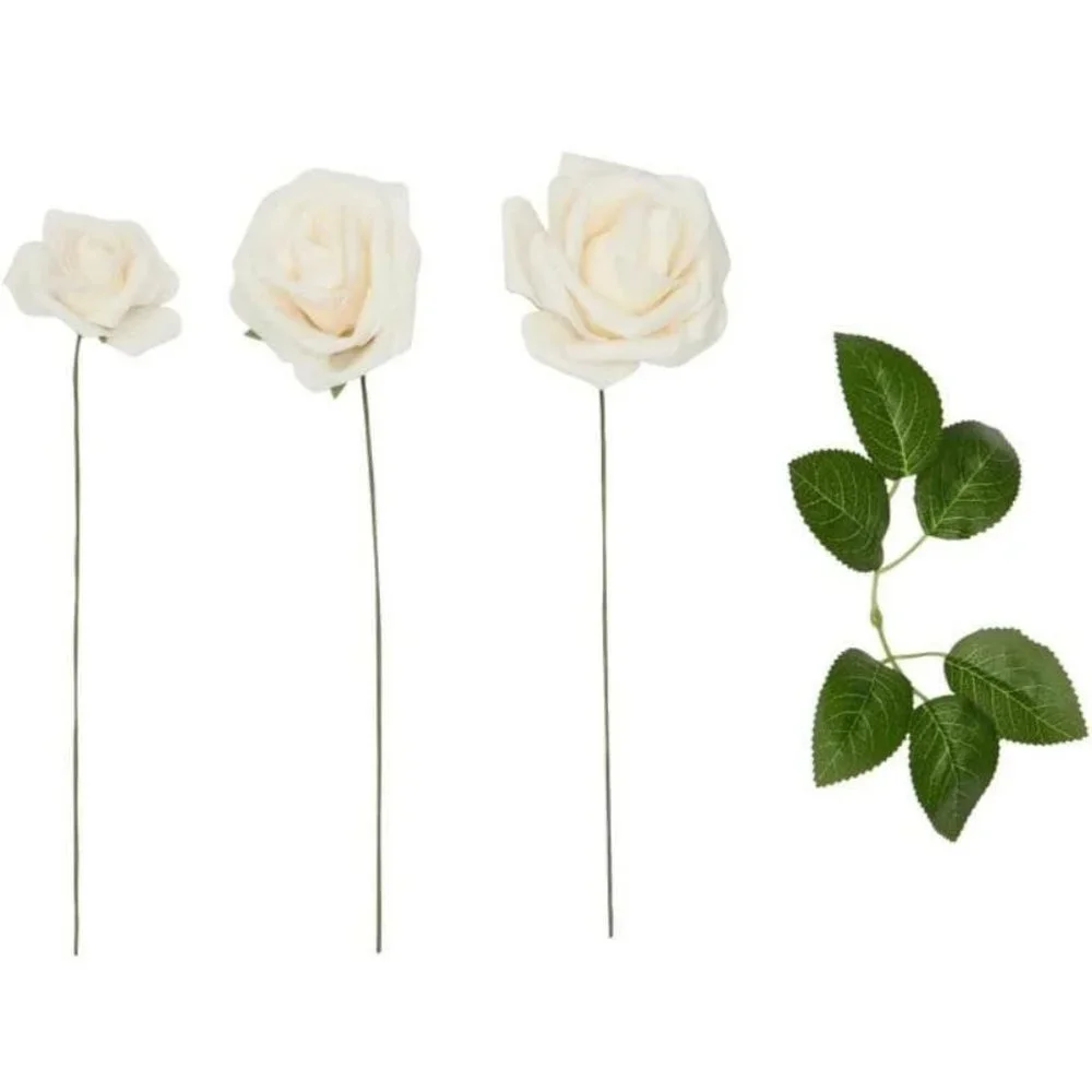 50 count | Champagne Artificial Flower Roses Stems Wedding Party Centerpiece